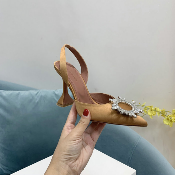 Amina Muaddi Satin Begum Slingback Pumps AB13