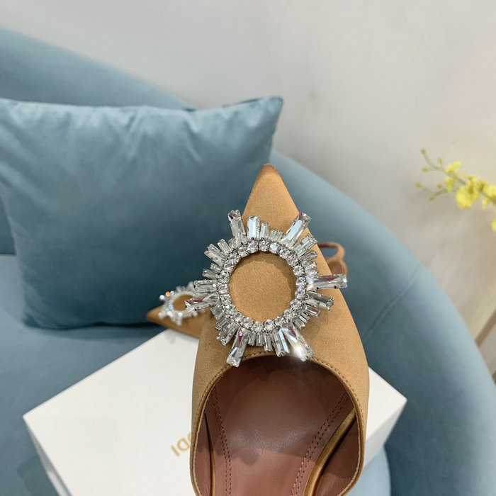 Amina Muaddi Satin Begum Slingback Pumps AB13