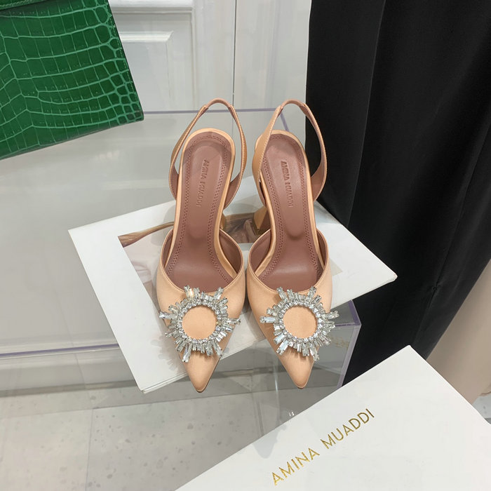 Amina Muaddi Satin Begum Slingback Pumps AB16