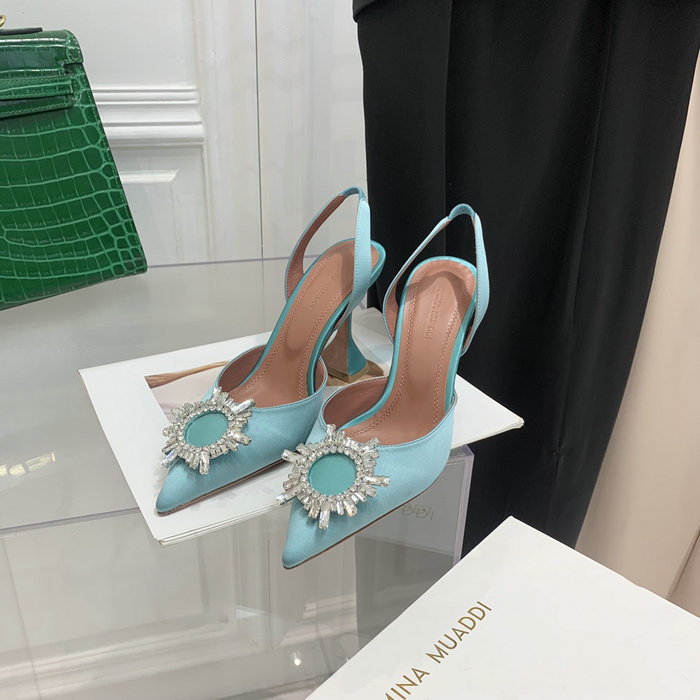 Amina Muaddi Satin Begum Slingback Pumps AB18