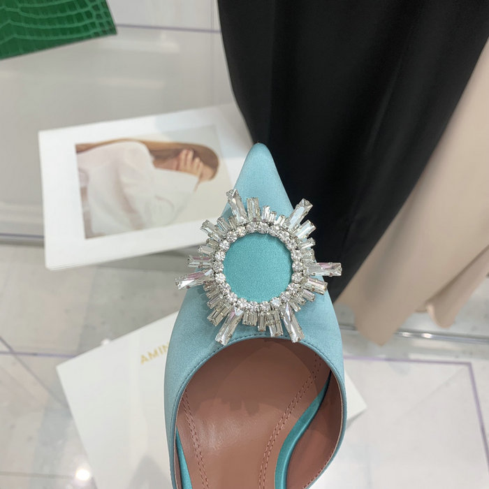 Amina Muaddi Satin Begum Slingback Pumps AB18