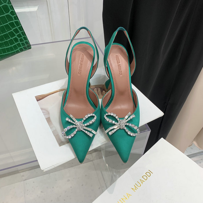 Amina Muaddi Satin Rosie Slingback Pumps AR04