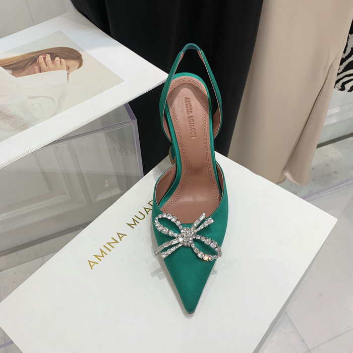 Amina Muaddi Satin Rosie Slingback Pumps AR04