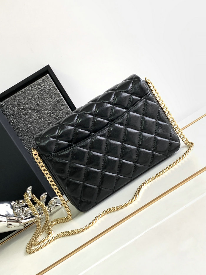 Chanel Lambskin Flap Shoulder Bag Black AS3855