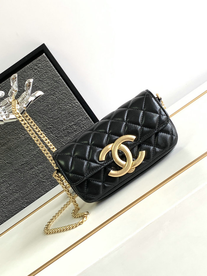 Small Chanel Lambskin Flap Bag Black AS3207