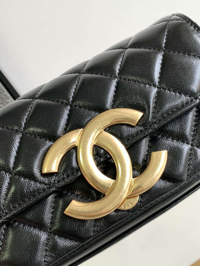 Small Chanel Lambskin Flap Bag Black AS3207