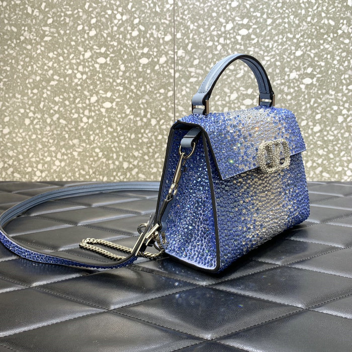 Valentino Mini Vsling Handbag With Rhinestones Blue V0098