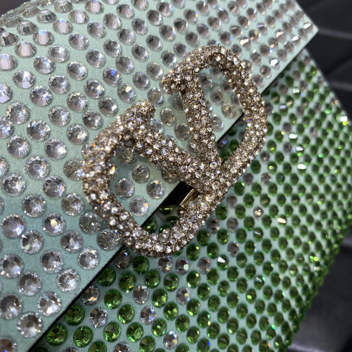 Valentino Mini Vsling Handbag With Rhinestones Green V0098