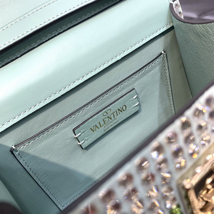 Valentino Mini Vsling Handbag With Rhinestones Green V0098