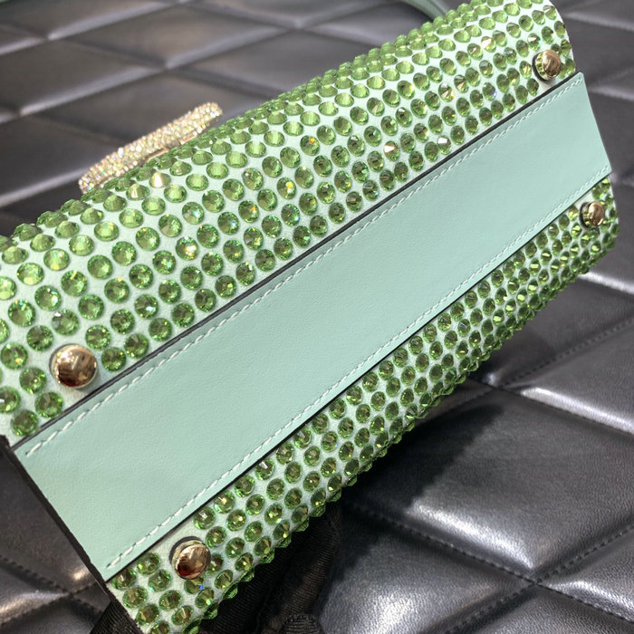 Valentino Mini Vsling Handbag With Rhinestones Green V0098