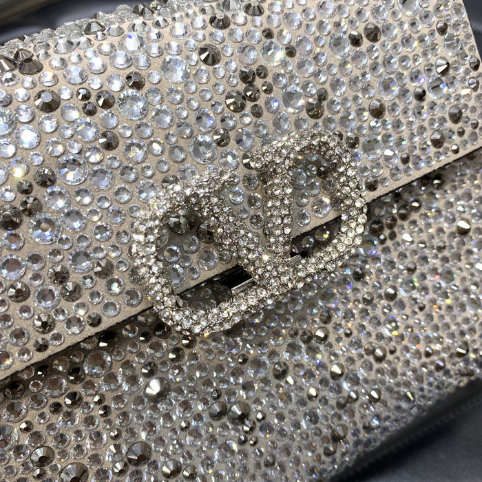 Valentino Mini Vsling Handbag With Rhinestones Grey V0097