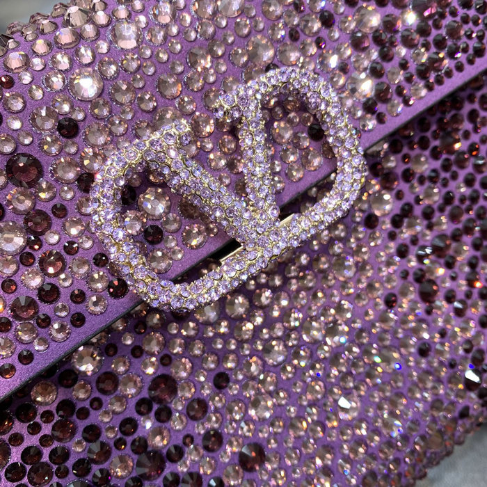 Valentino Mini Vsling Handbag With Rhinestones Purple V0098