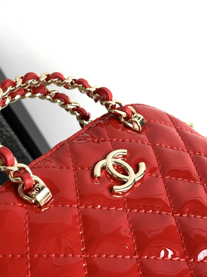 Chanel Patent Calfskin Clutch with Chain Red AP3354