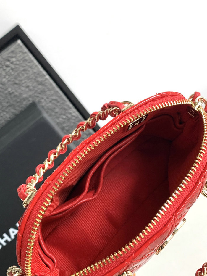 Chanel Patent Calfskin Clutch with Chain Red AP3354