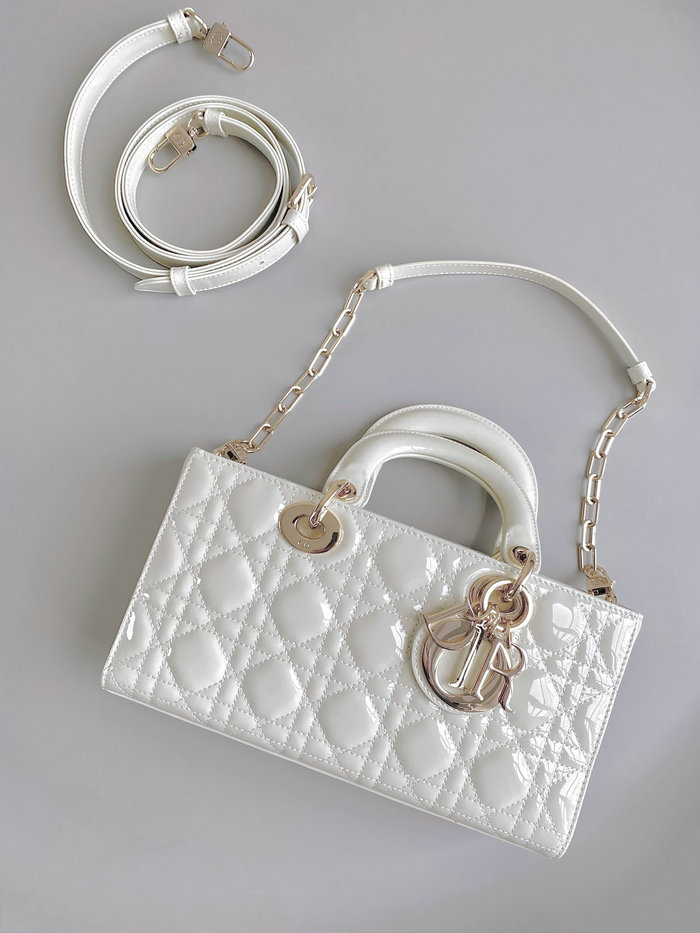 LADY Patent Leather D-JOY BAG White DL3380