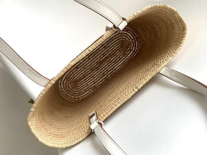 Loewe Small Raffia Basket Bag White L10112