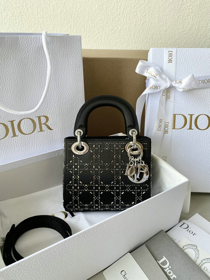 MINI LADY DIOR Satin BAG Black D3330