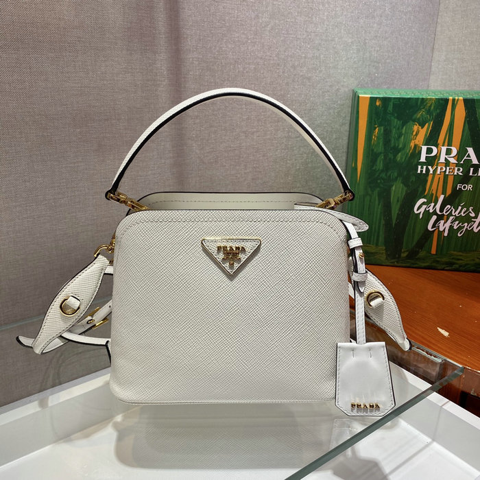 Prada Matinee small Saffiano leather bag White 1BA286