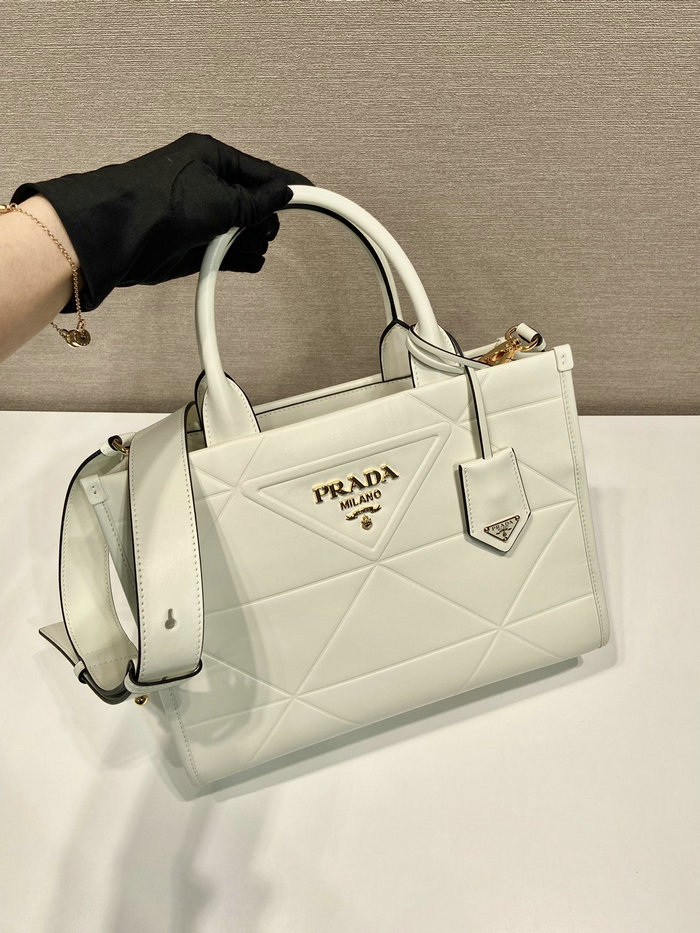 Small leather Prada Symbole bag White 1BA379