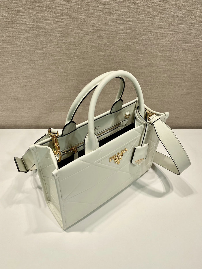 Small leather Prada Symbole bag White 1BA379