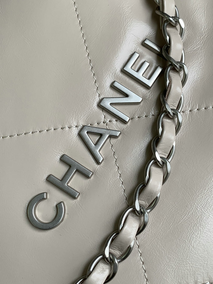 Chanel Shiny Calfskin Small Handbag Beige AS3260