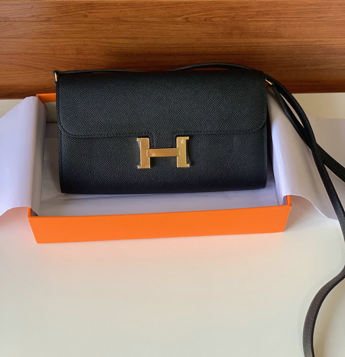 Hermes Constance Long To Go Wallet Black HCG201