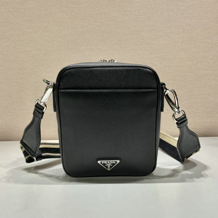 Prada Saffiano Leather Shoulder Bag Black 2VH154