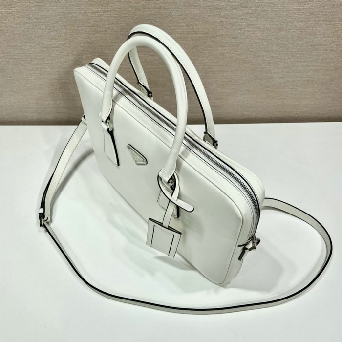 Prada Saffiano Leather Work Bag White 2VE368