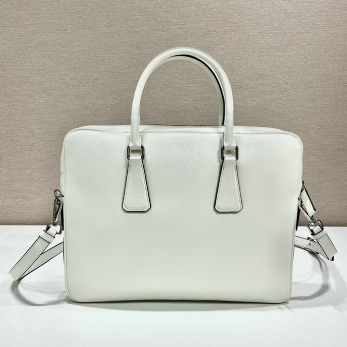 Prada Saffiano Leather Work Bag White 2VE368