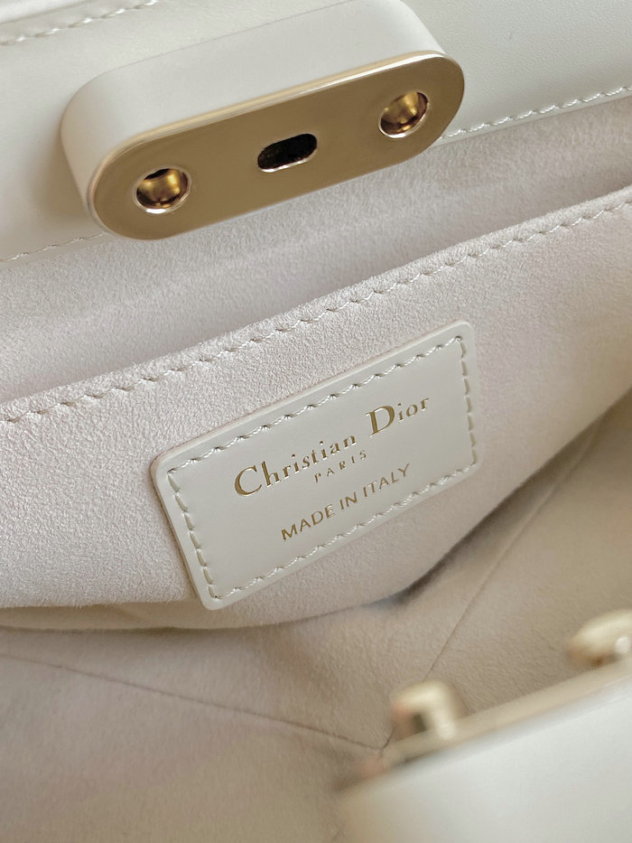 Small Dior Leather Key Bag White D6098