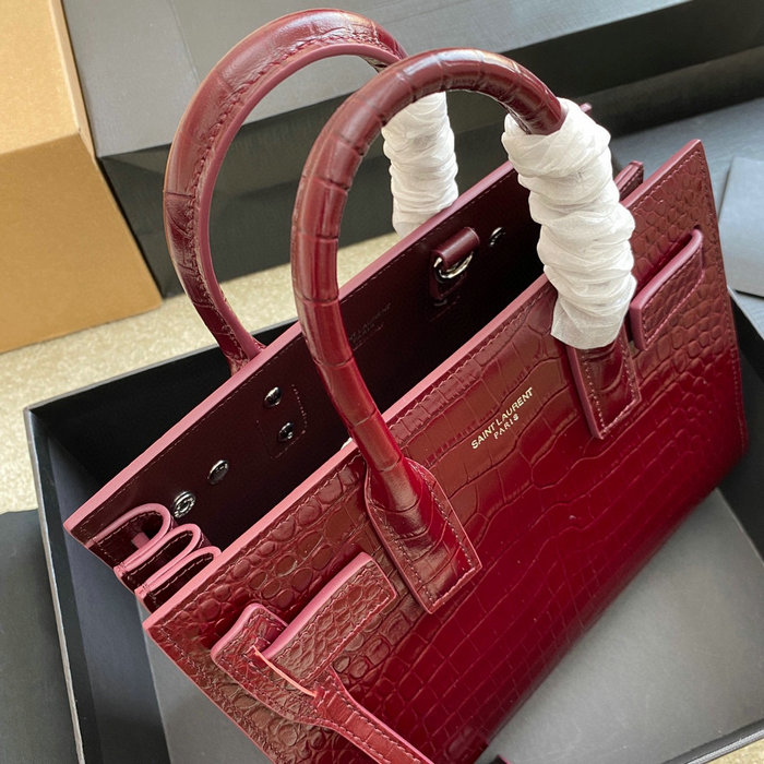 Saint Laurent Sac De Jour Nano Bag Burgundy 392035