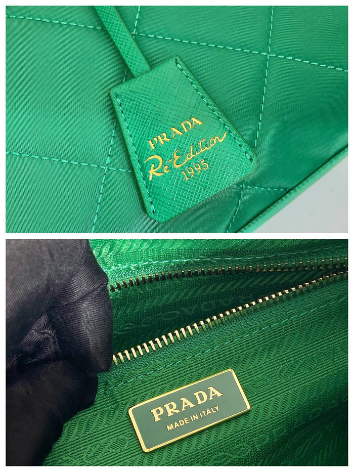 Prada Quilted Nylon Handbag Green 1BG468