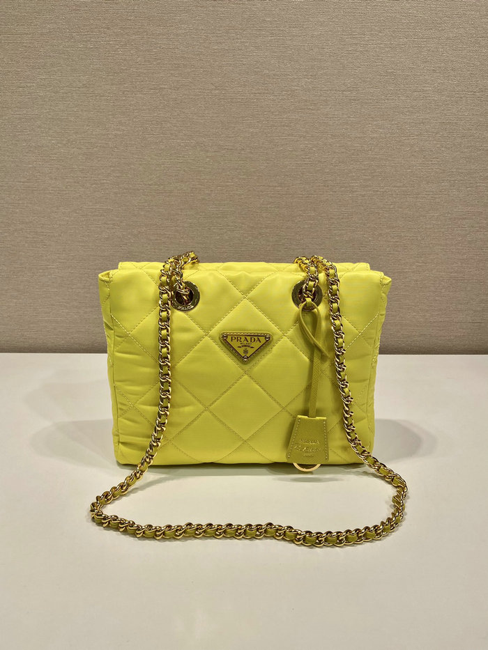 Prada Quilted Nylon Handbag Yellow 1BG468