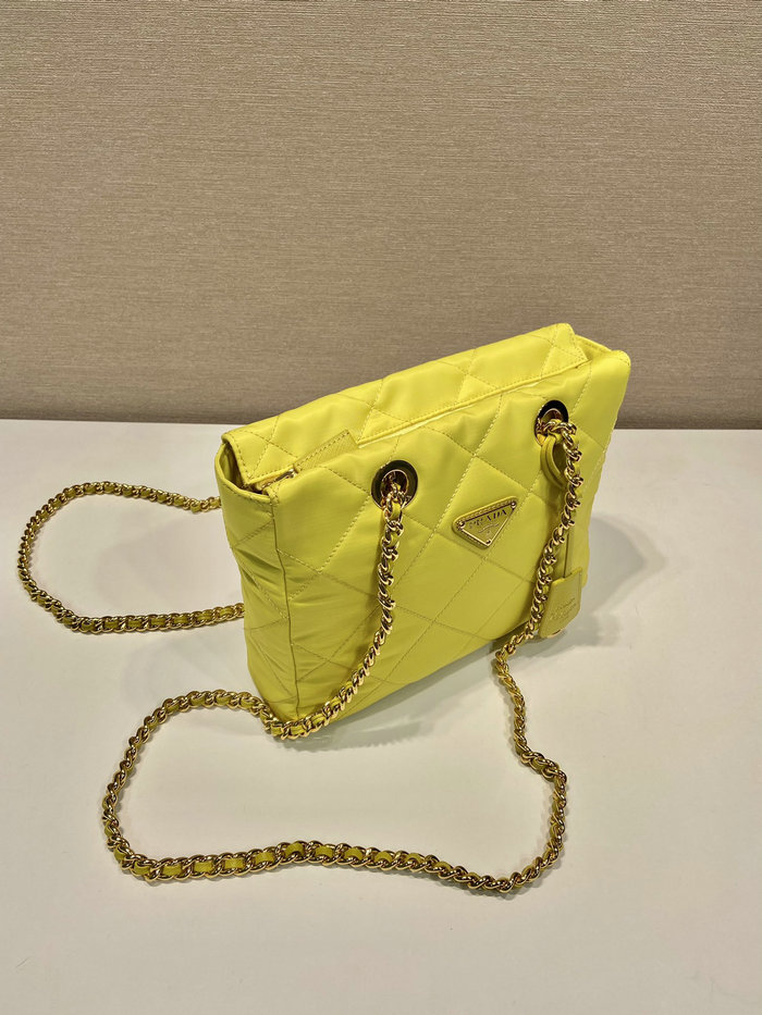 Prada Quilted Nylon Handbag Yellow 1BG468