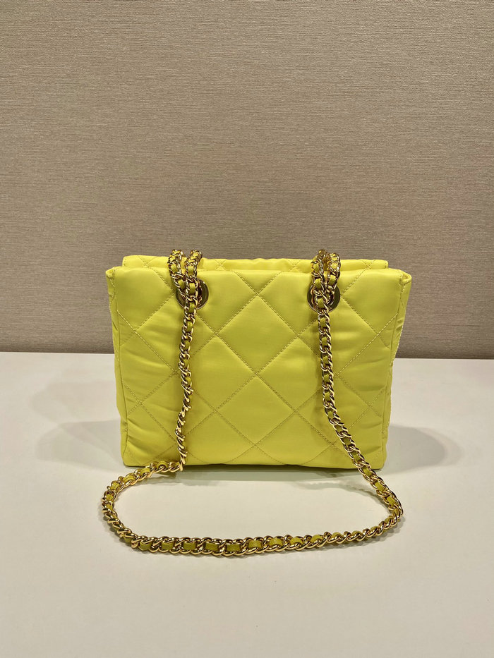 Prada Quilted Nylon Handbag Yellow 1BG468