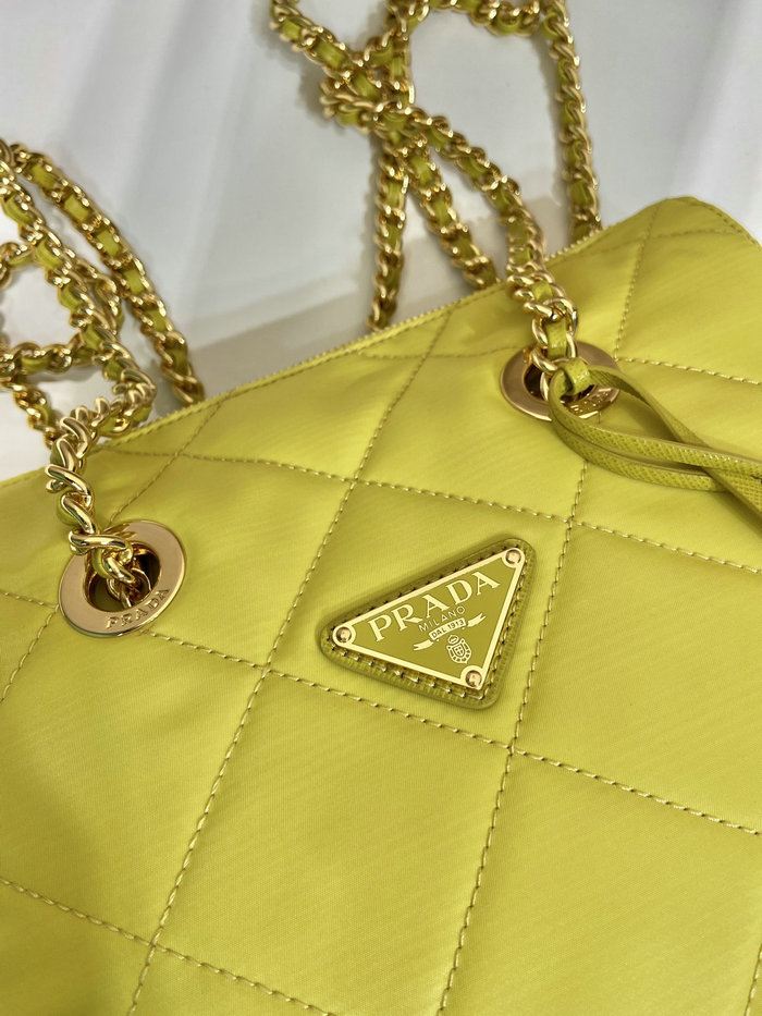 Prada Quilted Nylon Handbag Yellow 1BG468