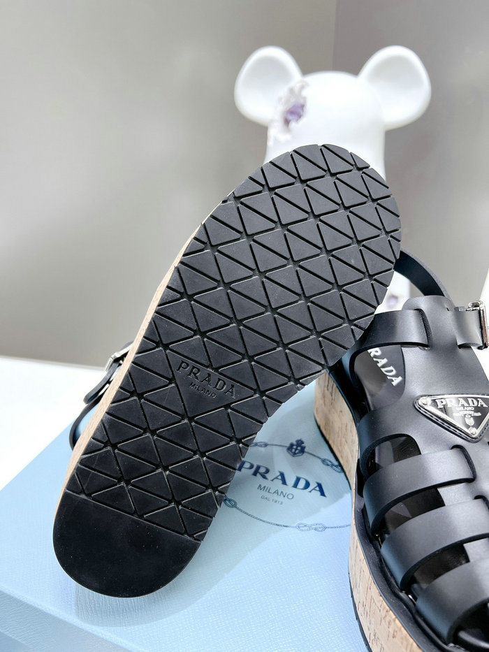 Prada Wedge Platform Sandals Black SDP051403