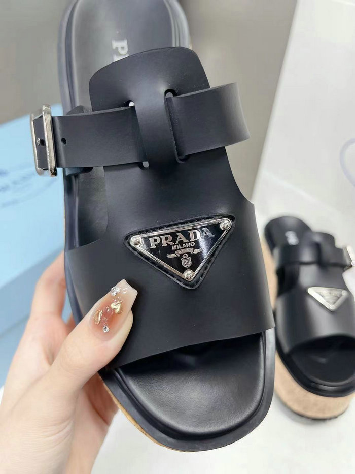 Prada Wedge Platform Sandals Black SDP051404