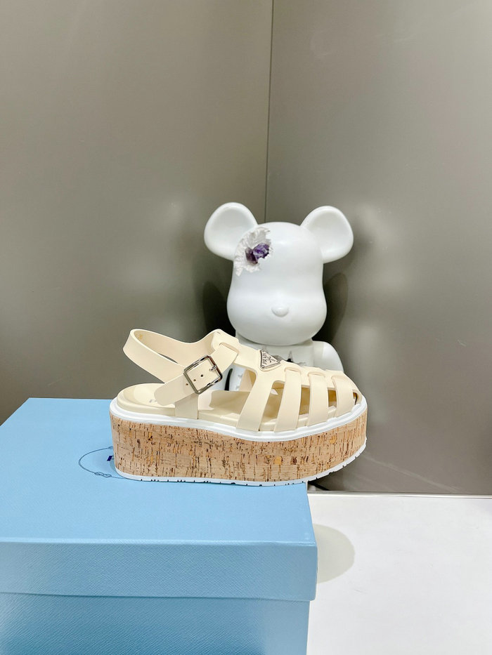 Prada Wedge Platform Sandals Cream SDP051403