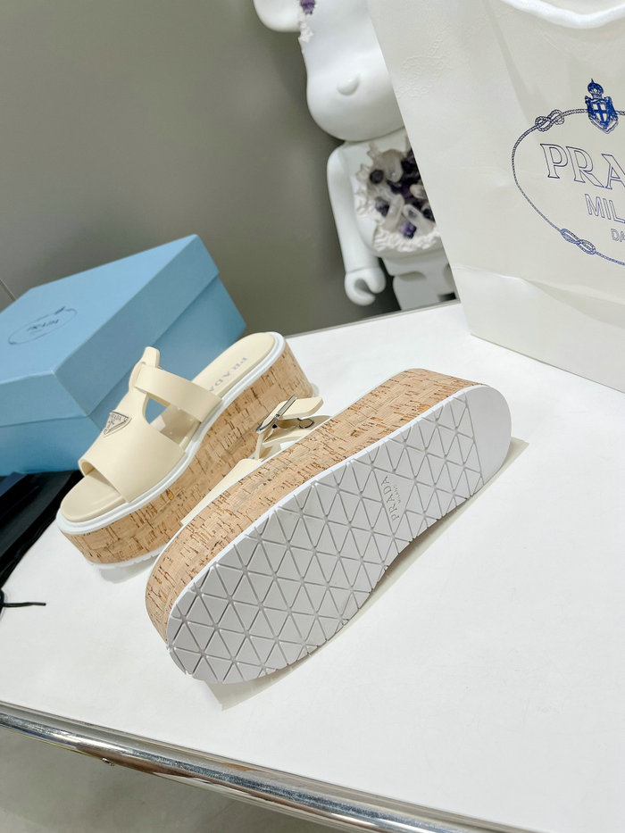 Prada Wedge Platform Sandals Cream SDP051404