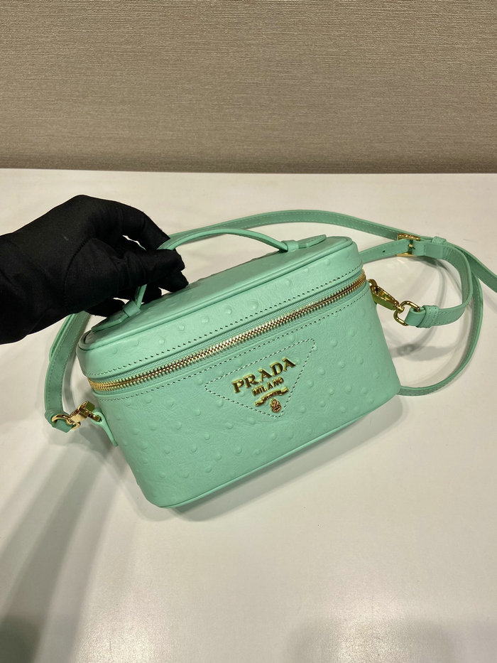 Prada Ostrich Veins Lether Mini Bag Green 1BH202