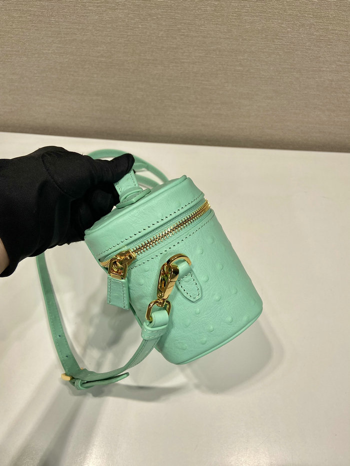 Prada Ostrich Veins Lether Mini Bag Green 1BH202