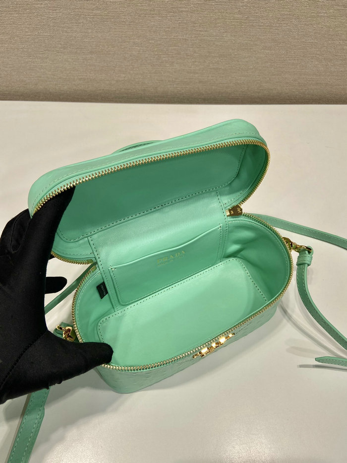 Prada Ostrich Veins Lether Mini Bag Green 1BH202