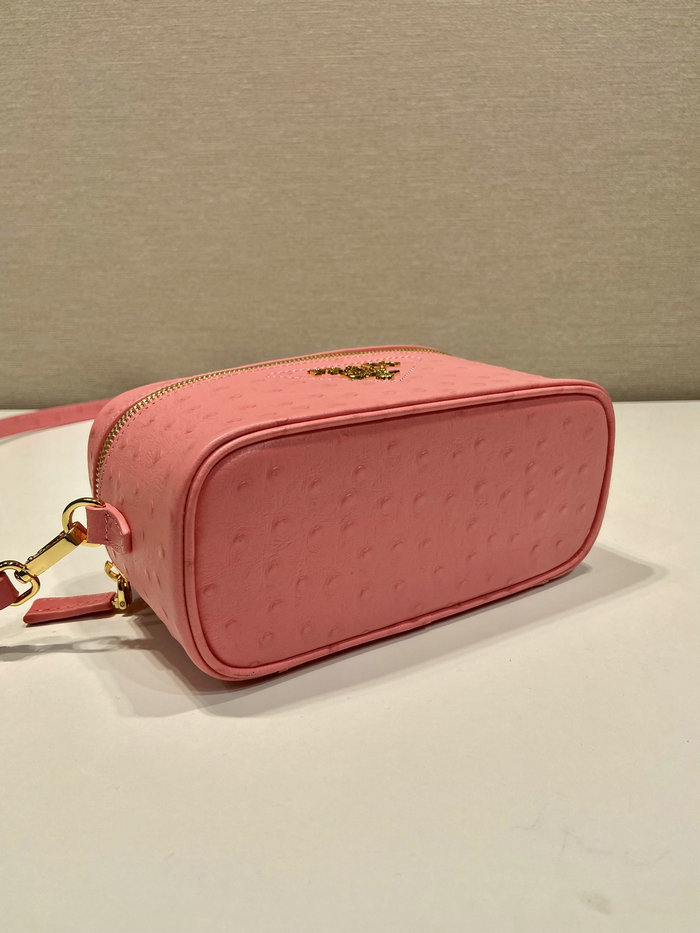 Prada Ostrich Veins Lether Mini Bag Pink 1BH202