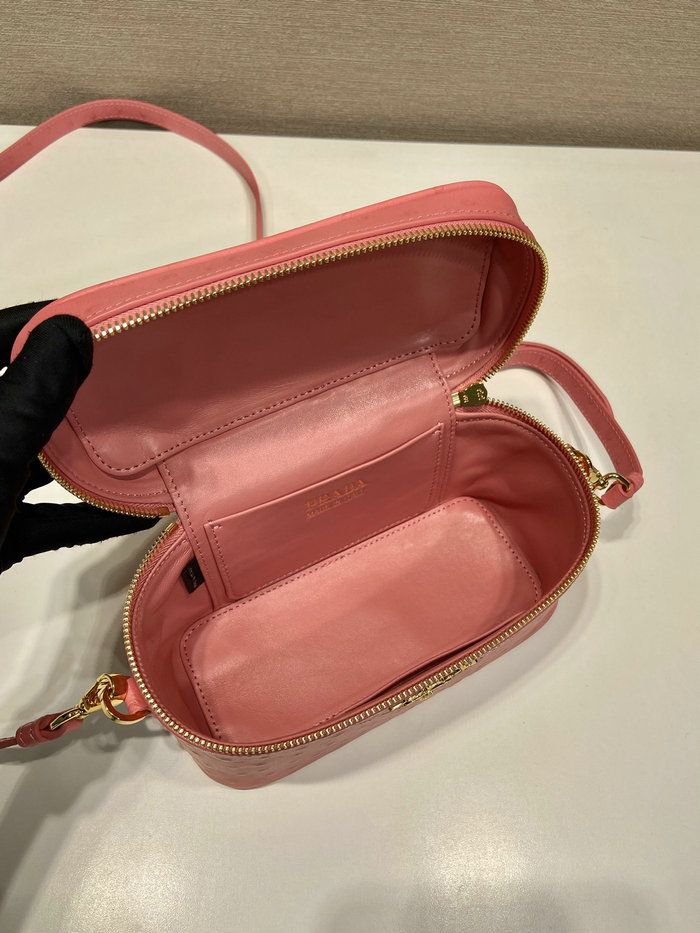 Prada Ostrich Veins Lether Mini Bag Pink 1BH202