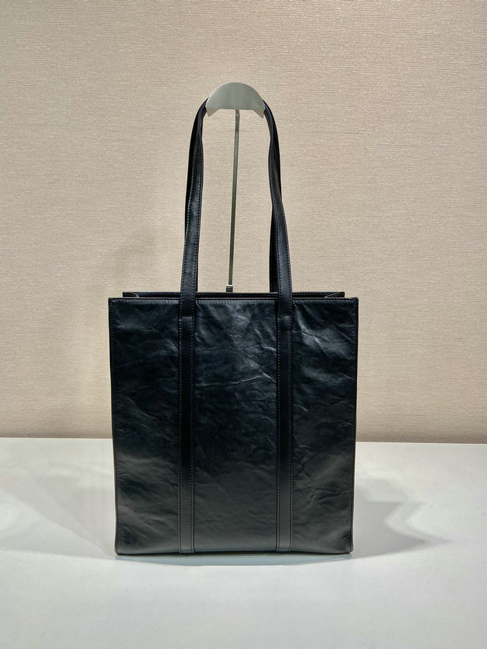 Prada Small antique nappa leather tote Black 1BG459