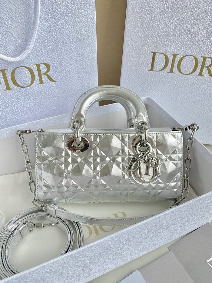 Small Dior Or Lady D-Joy Bag Silver D3380