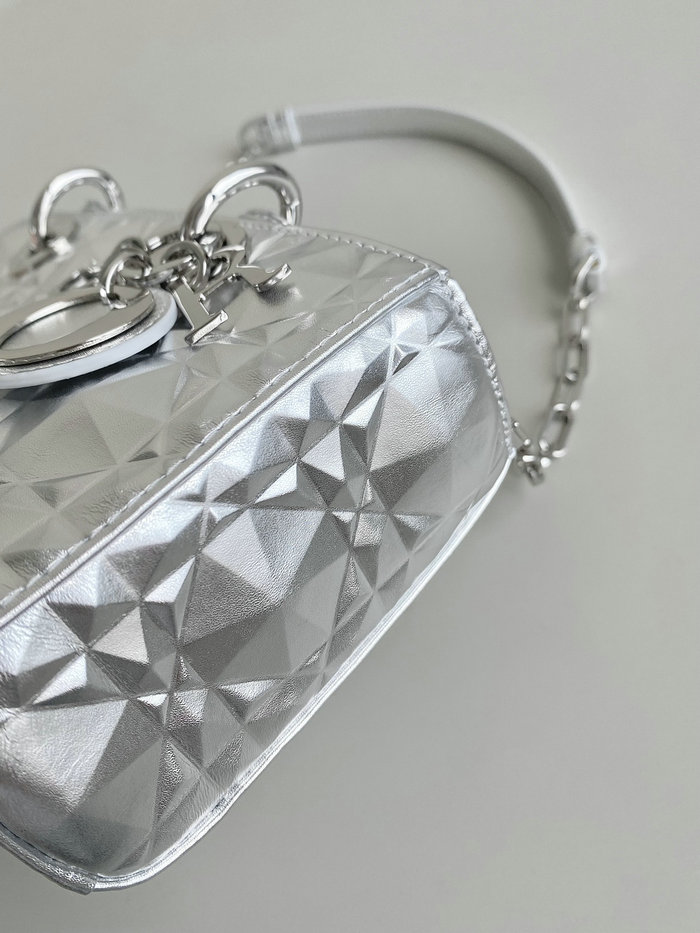 Small Dior Or Lady D-Joy Bag Silver D3380