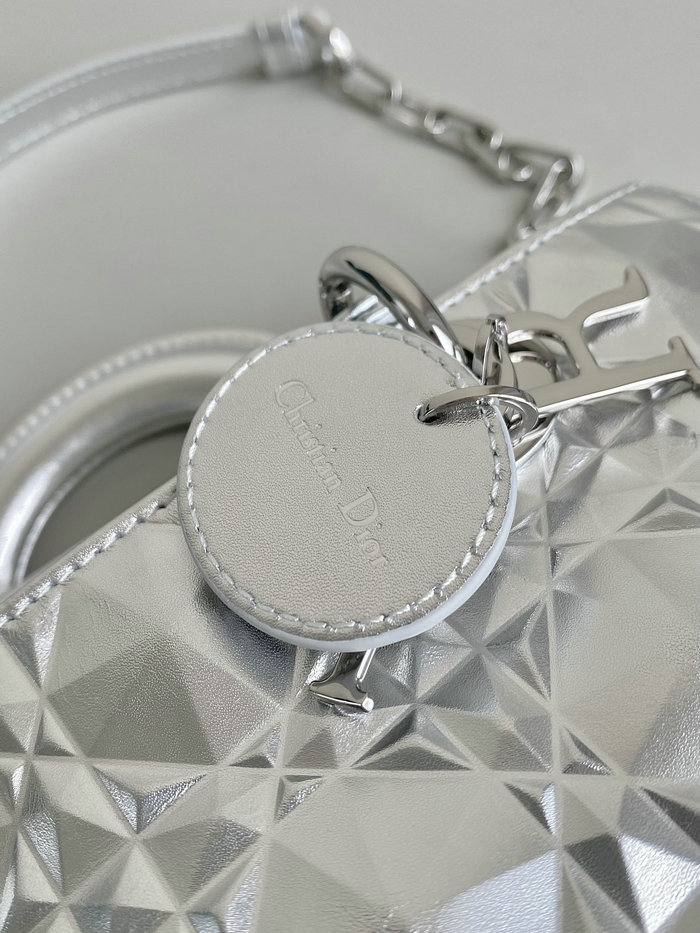 Small Dior Or Lady D-Joy Bag Silver D3380