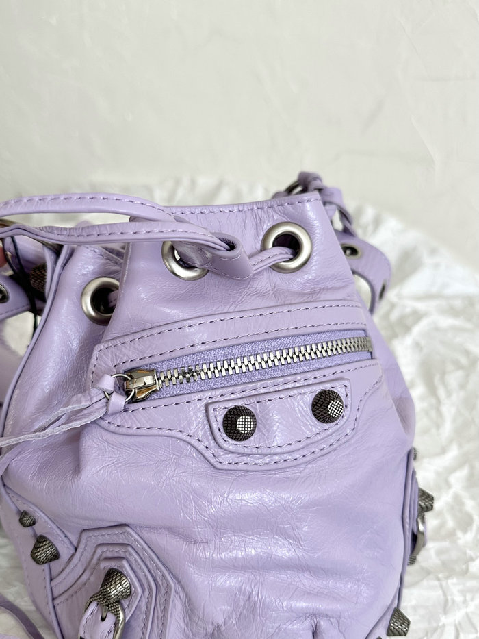 BALENCIAGA Le Cagole XS Leather Bucket Bag Purple B702431